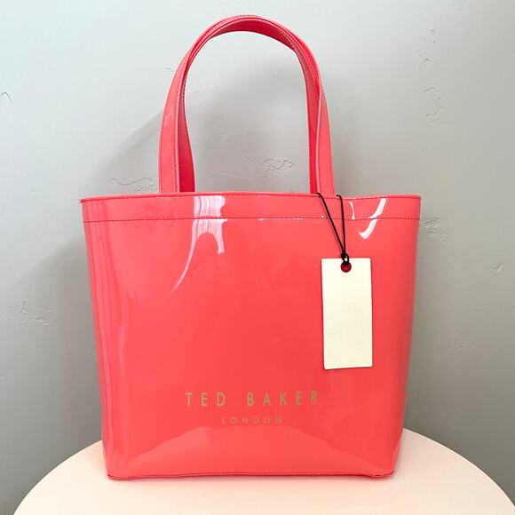 NWT Ted Baker Nikicon Bow Tote Bag in Bright Salmon Pink - Picture 2 of 7